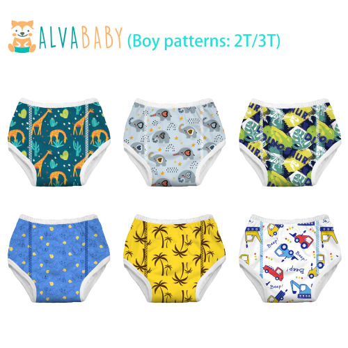 6-Pack COTTON Training Pants – Adjustable Potty Training Underwear for Toddlers (Various Pattern Sets)