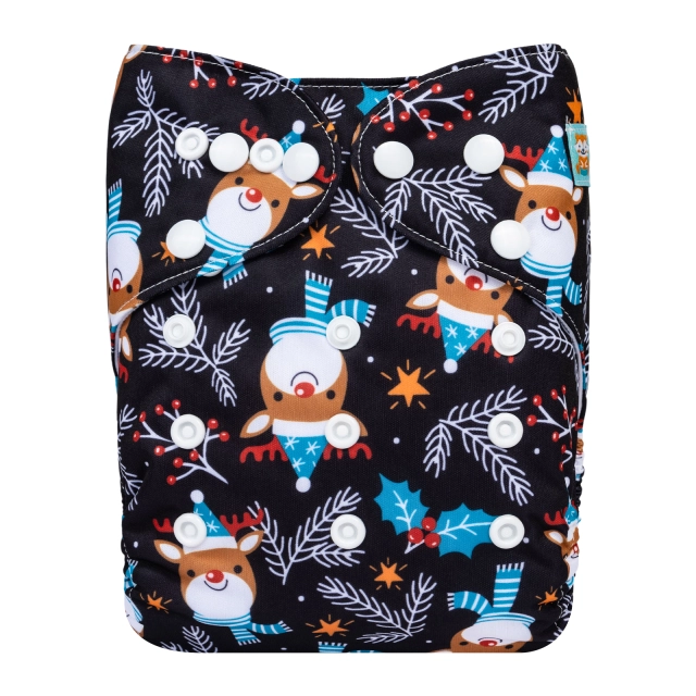 ALVABABY Christmas One Size  Printed Cloth Diaper -(Q87A)