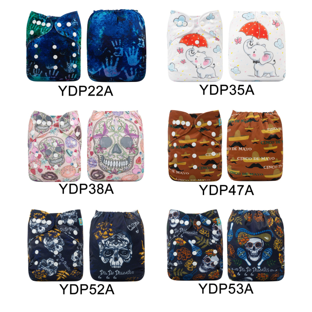 (Multi-packs) 10PCS One Size Positioning Printed Diapers