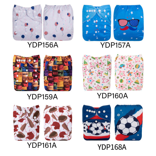 (Multi-packs) 20PCS One Size Positioning Printed Diapers