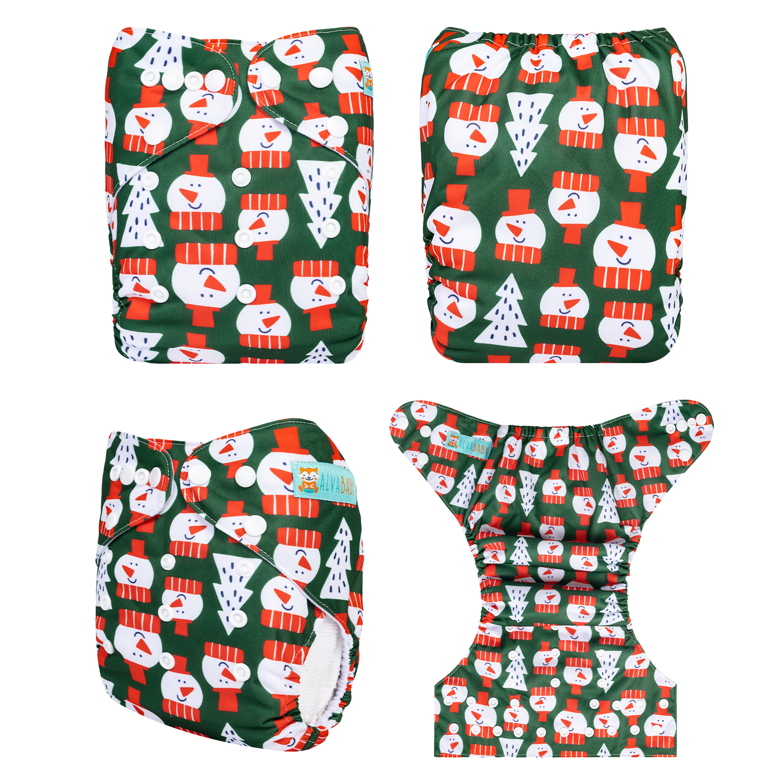 Christmas Cloth Diaper One Size Adjustable Reusable Diapers for Babies -Snowman(Q88A)