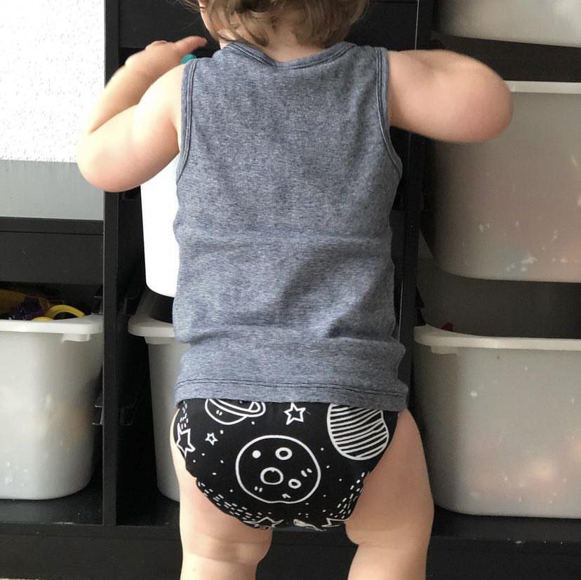 ALVABABY Print Cloth Diaper - One Size Adjustable Washable & Reusable Diaper with Pocket for Babies-(Black Planet, H040A)