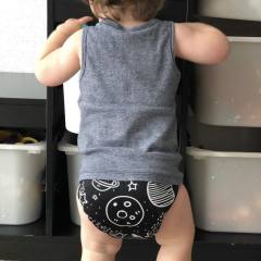 ALVABABY One Size Print Pocket Cloth Diaper -Black Planet(H040A)