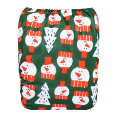 ALVABABY Christmas One Size  Printed Cloth Diaper -Snowman(Q88A)