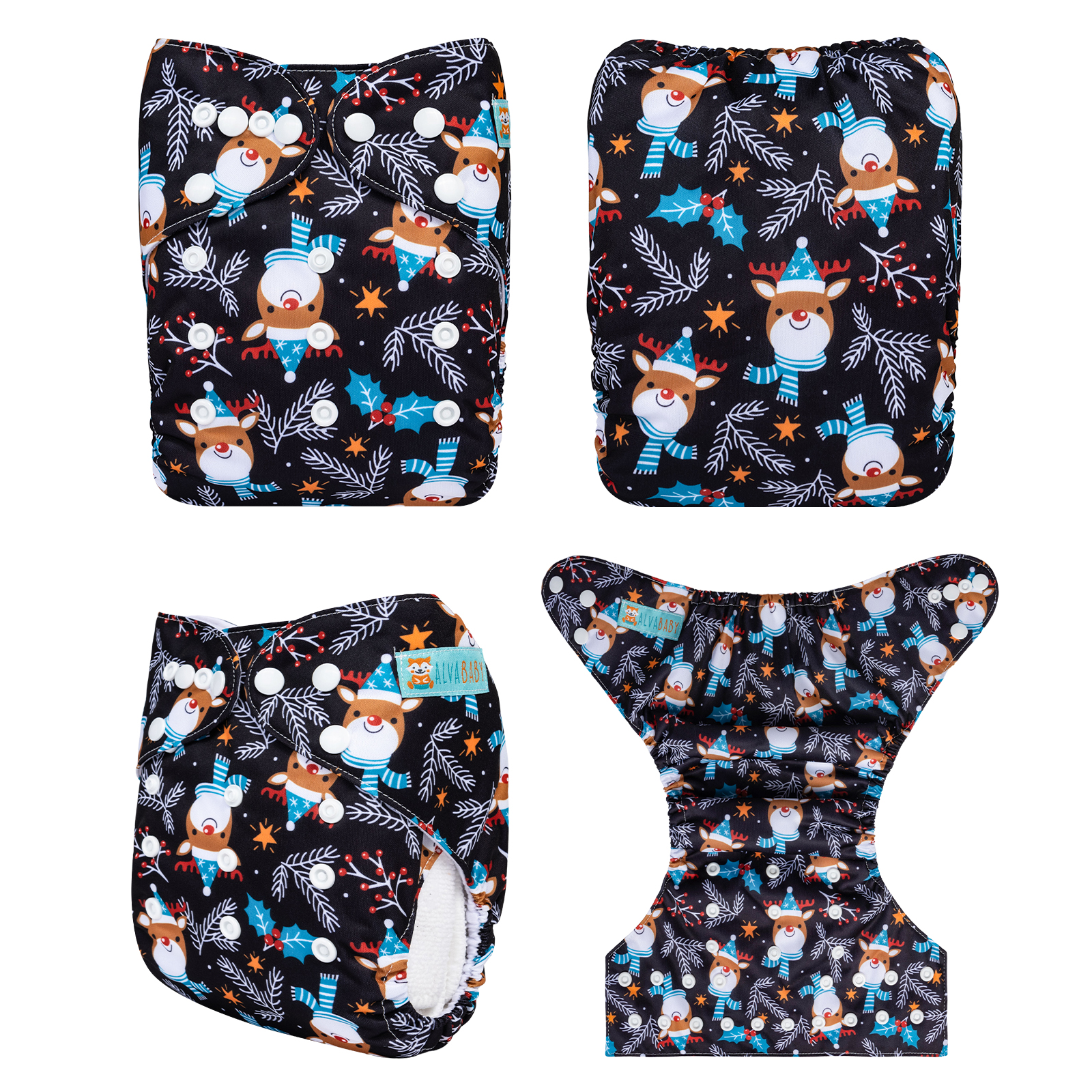 Christmas Cloth Diaper One Size Adjustable Reusable Diapers for Babies -Snowman(Q87A)