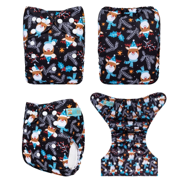 ALVABABY Christmas One Size  Printed Cloth Diaper -(Q87A)