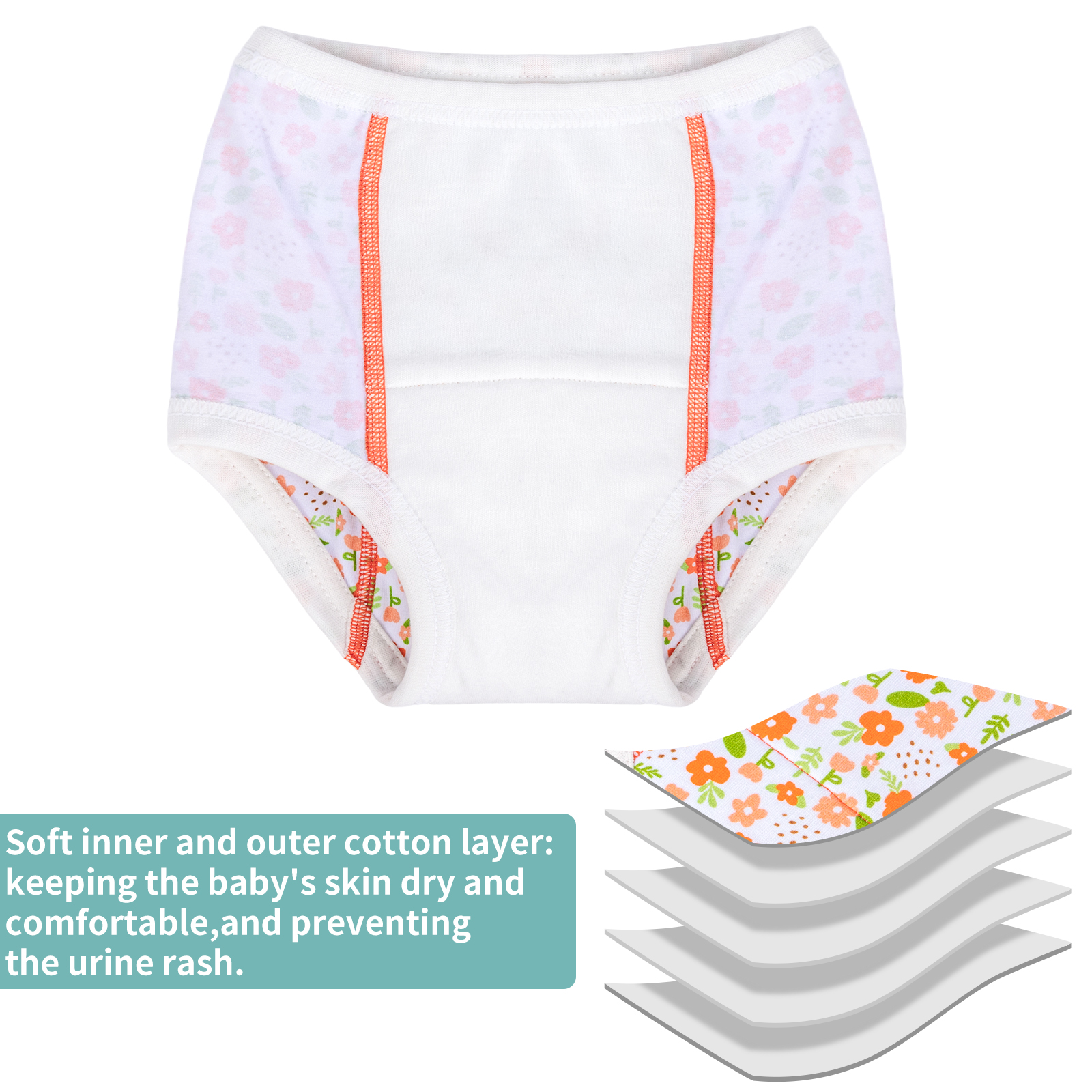 6-Pack COTTON Training Pants – Adjustable Potty Training Underwear for Toddlers (Various Pattern Sets)