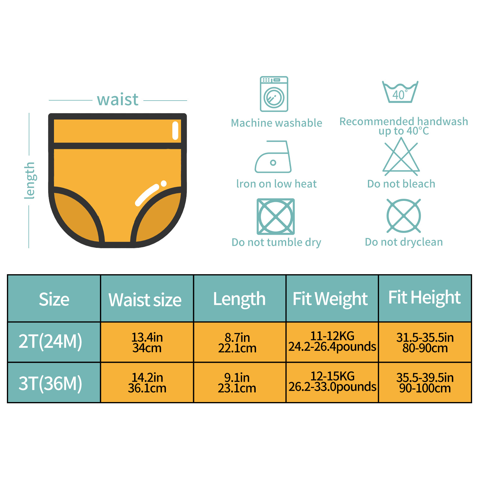 ALVABABY Cotton Training Pant Toddler Training Pant Training Underwear for Potty Training-Lemon(XC-BS22A)