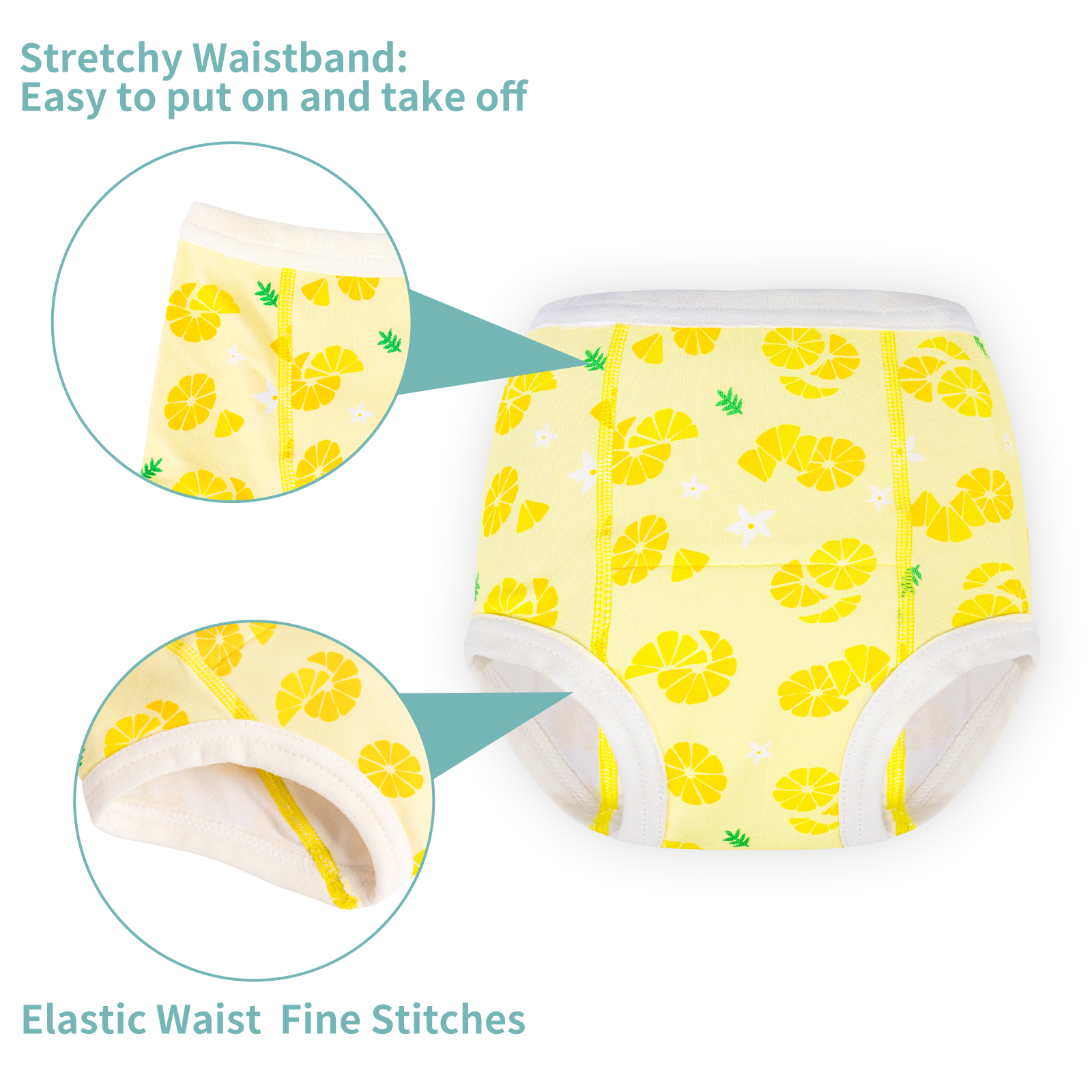 ALVABABY Cotton Training Pant Toddler Training Pant Training Underwear for Potty Training-Lemon(XC-BS22A)