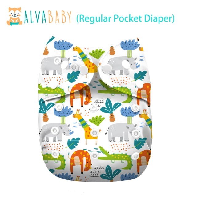 ALVABABY One Size Positioning Printed Cloth Diaper-(ED08A)