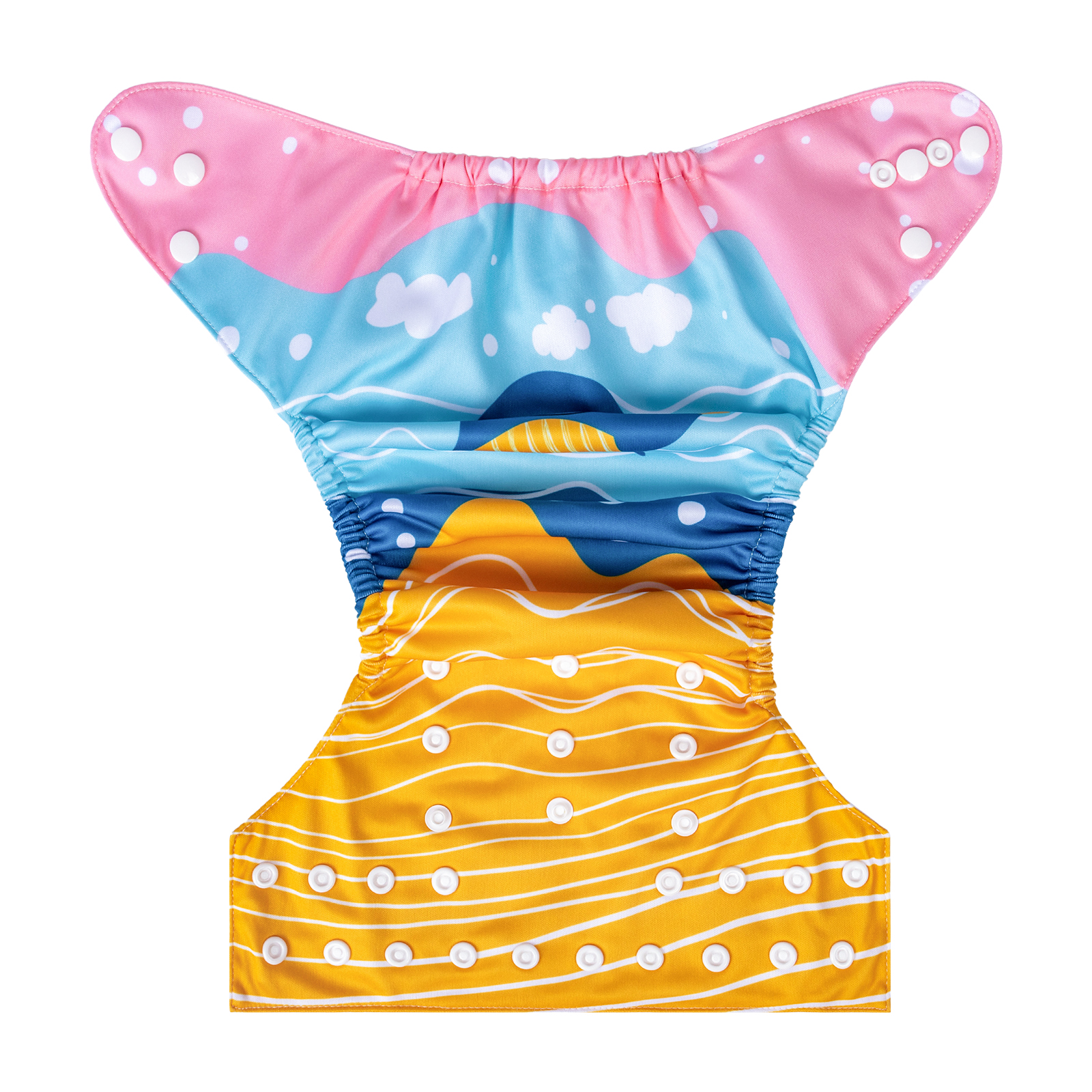 ALVABABY Positioning Cloth Diaper - One Size Adjustable Washable & Reusable Diaper for Babies and Toddlers (Dolphin, YDP211A)