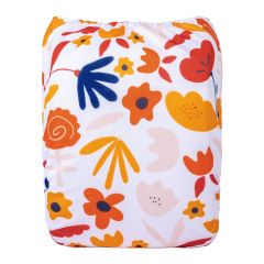 ALVABABY One Size Positioning Printed Cloth Diaper-Flowers(YDP210A)