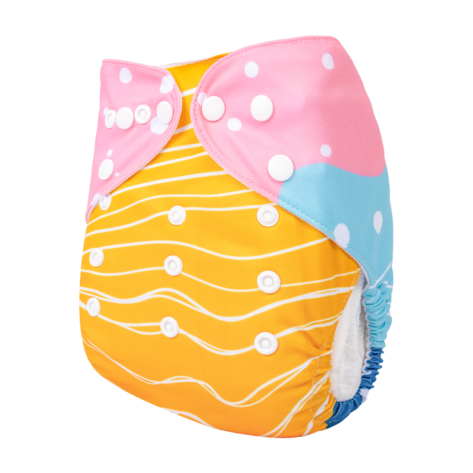 ALVABABY Positioning Cloth Diaper - One Size Adjustable Washable & Reusable Diaper for Babies and Toddlers (Dolphin, YDP211A)