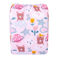 ALVABABY One Size Positioning Printed Cloth Diaper-Bears(YDP208A)