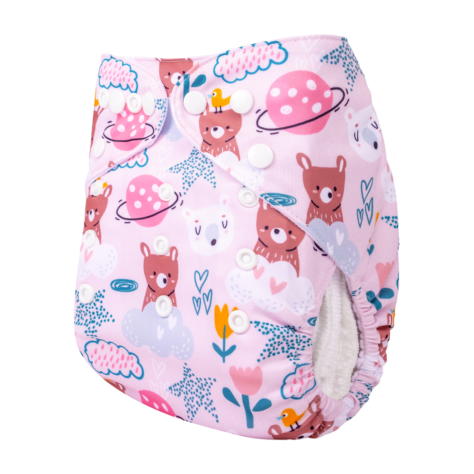 ALVABABY Positioning Cloth Diaper - One Size Adjustable Washable & Reusable Diaper for Babies and Toddlers (Bear, YDP208A)