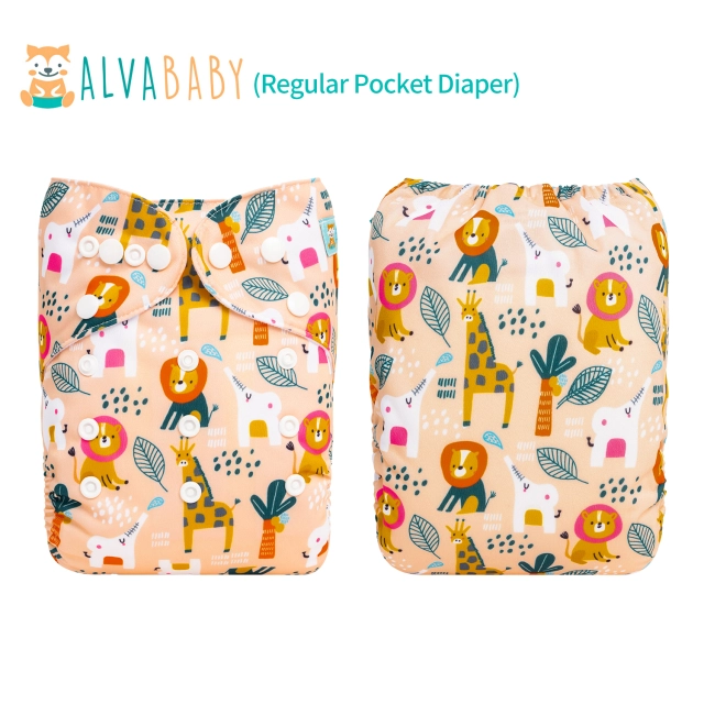 ALVABABY One Size Positioning Printed Cloth Diaper-Animals(ED09A)