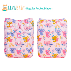 ALVABABY One Size Positioning Printed Cloth Diaper-Cute Koala(ED11A)
