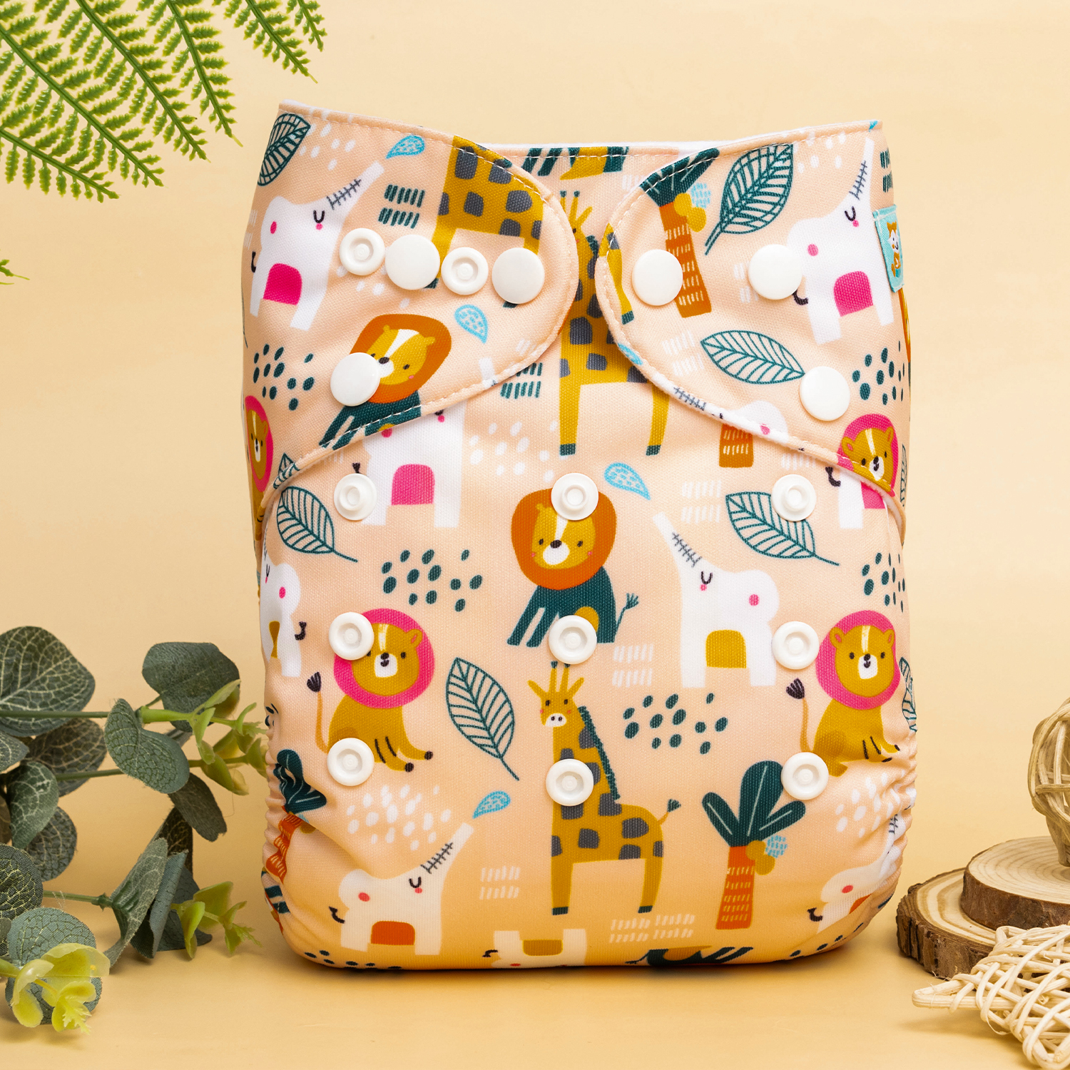ALVABABY One Size Positioning Printed Cloth Diaper-Animals(ED09A)