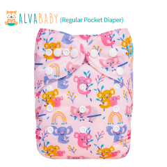 ALVABABY One Size Positioning Printed Cloth Diaper-Cute Koala(ED11A)