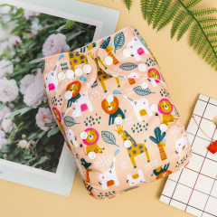 ALVABABY One Size Positioning Printed Cloth Diaper-Animals(ED09A)