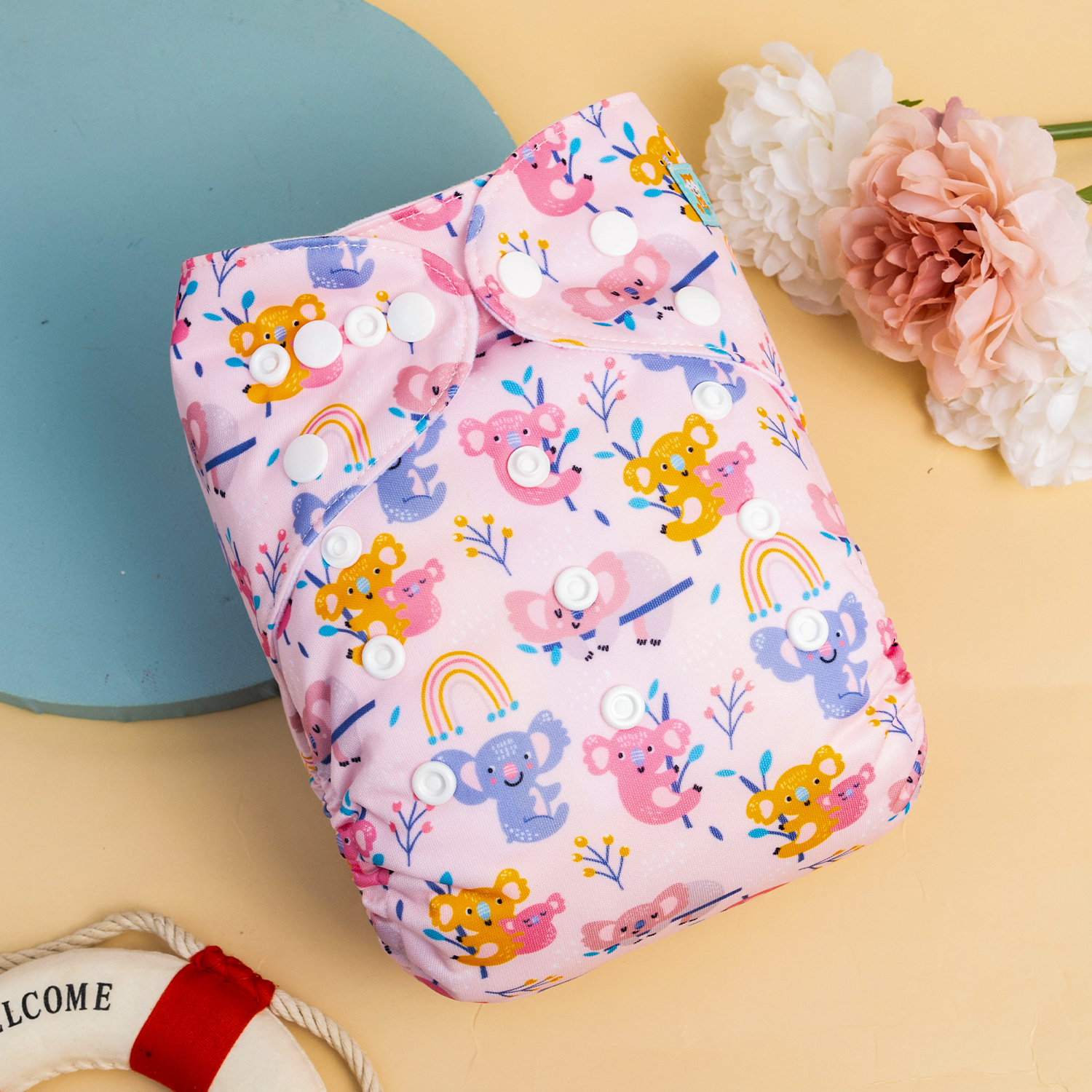 ALVABABY One Size Positioning Printed Cloth Diaper-Cute Koala(ED11A)