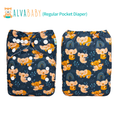 ALVABABY One Size Positioning Printed Cloth Diaper-Koala(ED12A)