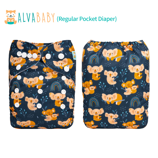 ALVABABY One Size Positioning Printed Cloth Diaper-Koala(ED12A)