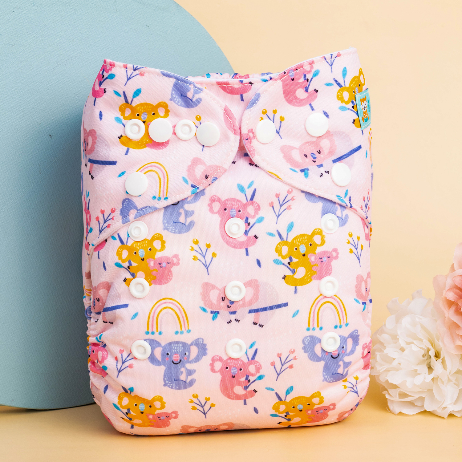 ALVABABY One Size Positioning Printed Cloth Diaper-Cute Koala(ED11A)