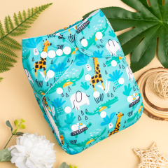 All In One Diaper with Pocket Sewn-in one 4-layer Bamboo blend insert-Giraffe  (AO-ED07A)