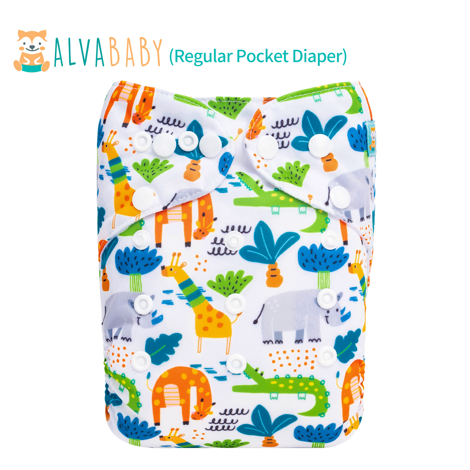 ALVABABY One Size Positioning Printed Cloth Diaper-Animals(ED08A)