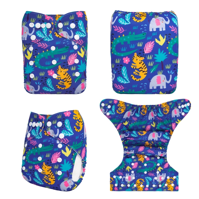 ALVABABY One Size Positioning Printed Cloth Diaper-Animals(YDP212A)