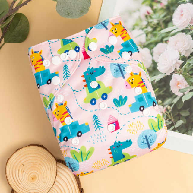 ALVABABY One Size Positioning Printed Cloth Diaper-Animals(YDP213A)