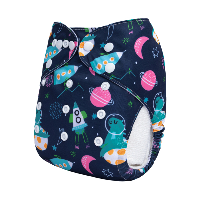 ALVABABY One Size Positioning Printed Cloth Diaper-Planet(YDP214A)