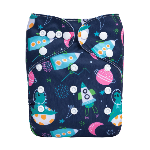 ALVABABY One Size Positioning Printed Cloth Diaper-Planet(YDP214A)