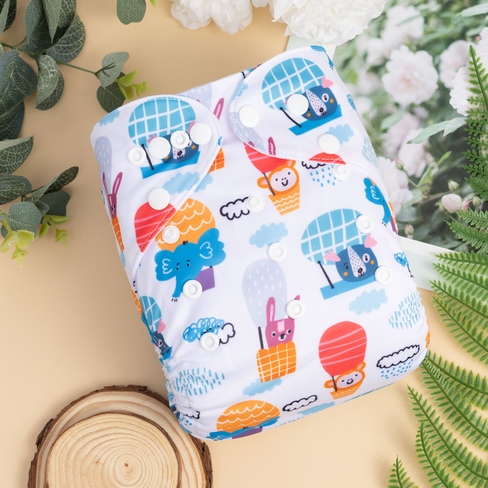 ALVABABY Positioning Cloth Diaper - One Size Adjustable Washable & Reusable Diaper for Babies and Toddlers (Animals, YDP217A)