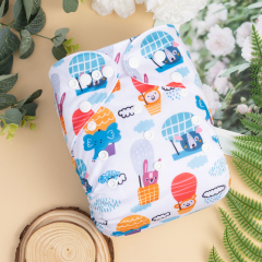 ALVABABY One Size Positioning Printed Cloth Diaper-Animals(YDP217A)