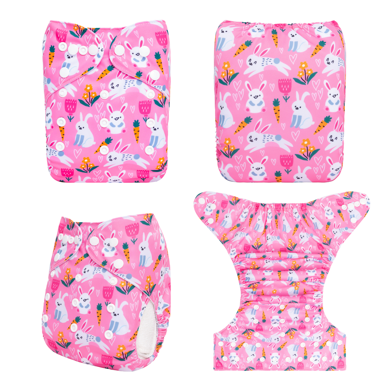ALVABABY Positioning Cloth Diaper - One Size Adjustable Washable & Reusable Diaper for Babies and Toddlers (Rabbit, YDP216A)