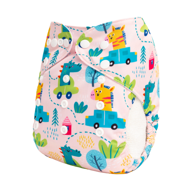 ALVABABY One Size Positioning Printed Cloth Diaper-Animals(YDP213A)