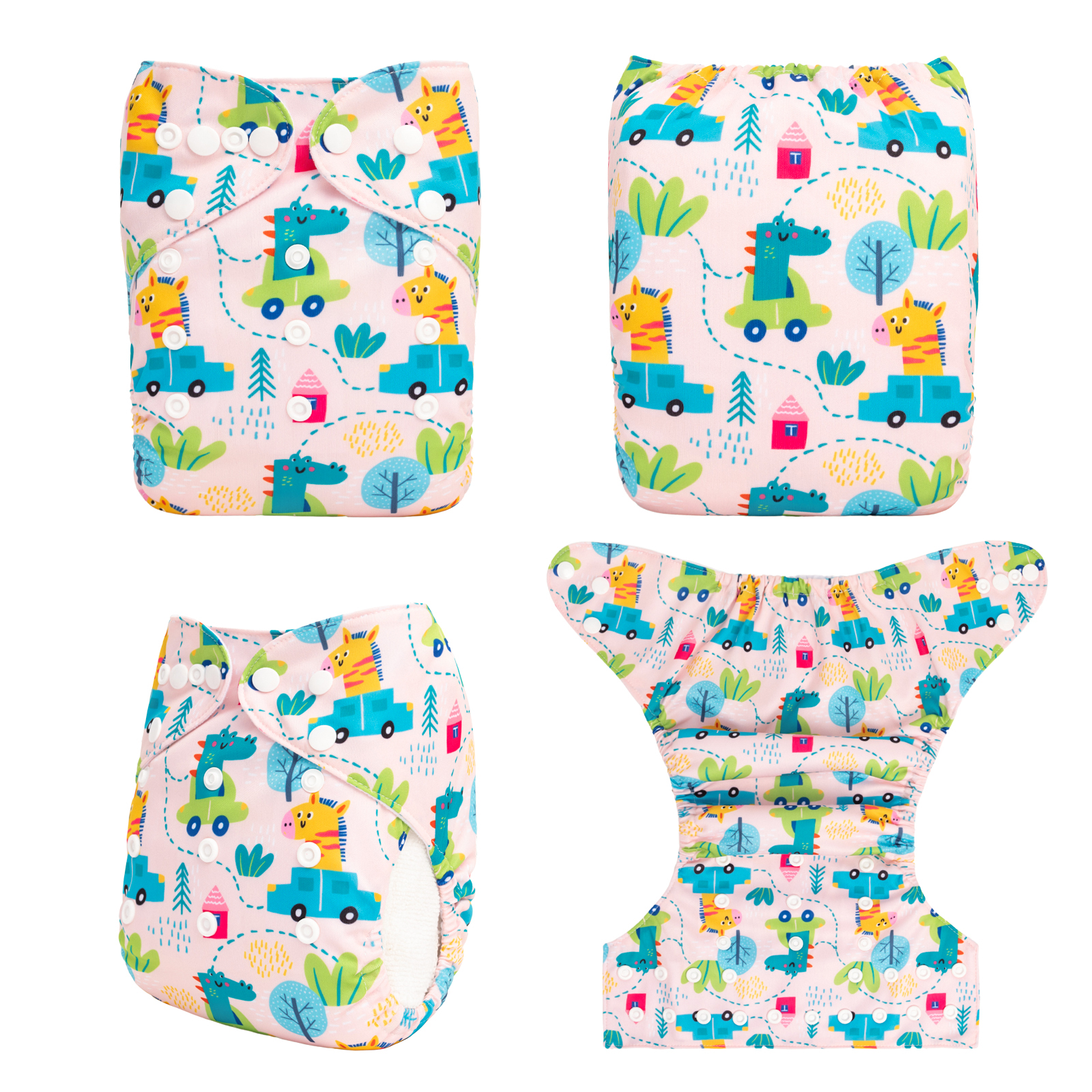 ALVABABY Positioning Cloth Diaper - One Size Adjustable Washable & Reusable Diaper for Babies and Toddlers (Animals, YDP213A)