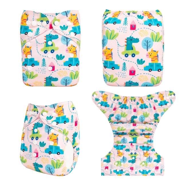 ALVABABY One Size Positioning Printed Cloth Diaper-Animals(YDP213A)