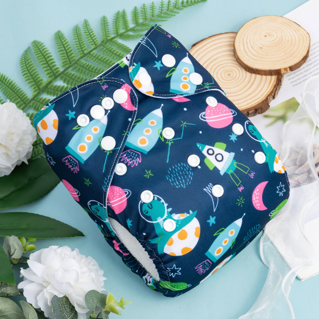 ALVABABY One Size Positioning Printed Cloth Diaper-Planet(YDP214A)