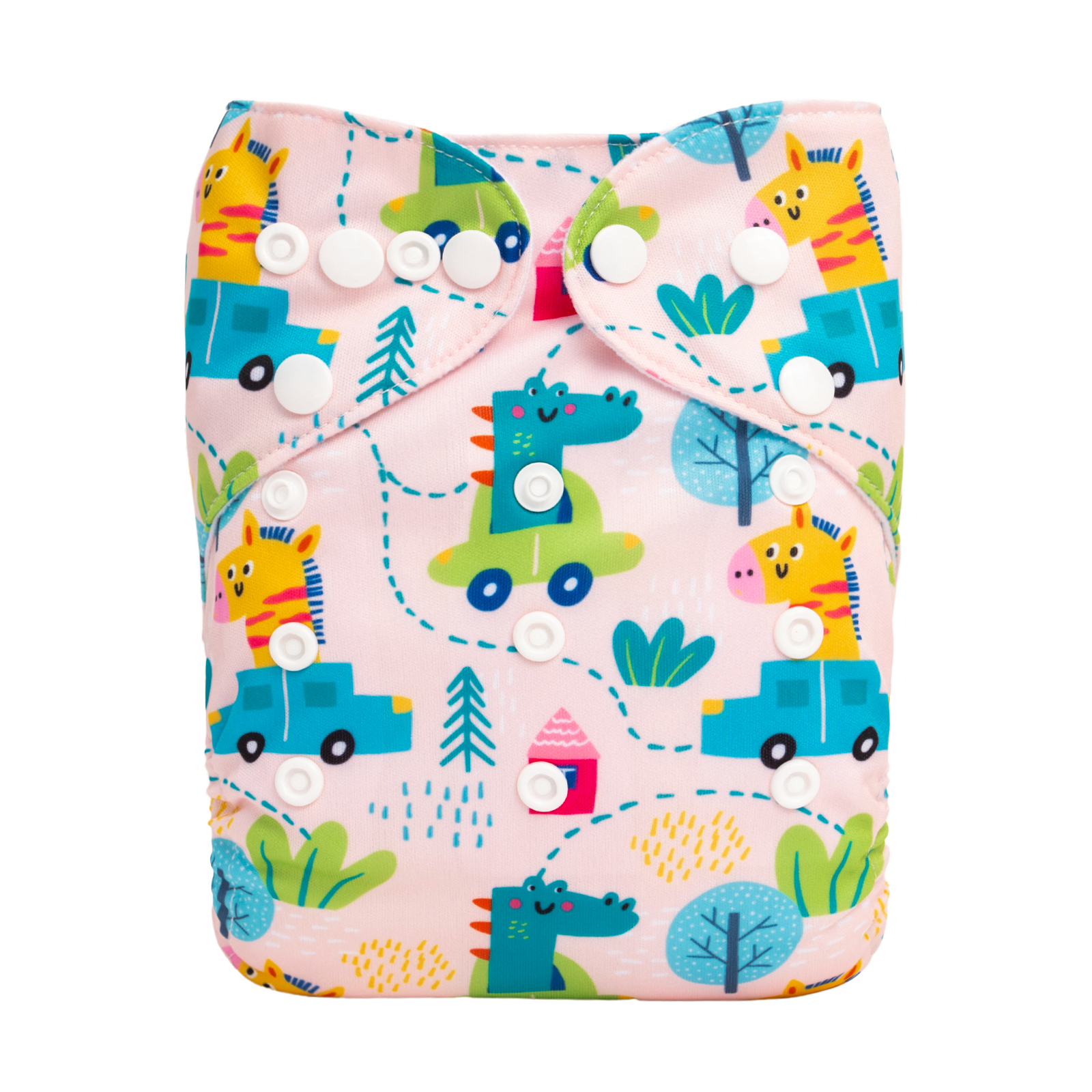 ALVABABY Positioning Cloth Diaper - One Size Adjustable Washable & Reusable Diaper for Babies and Toddlers (Animals, YDP213A)
