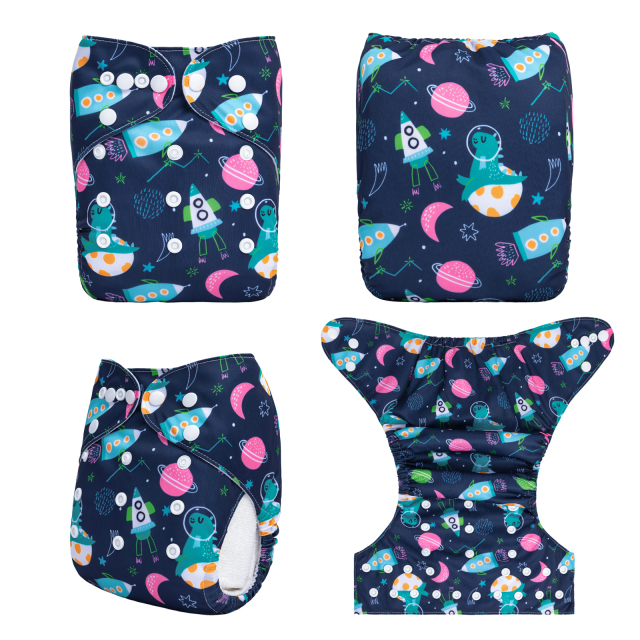 ALVABABY One Size Positioning Printed Cloth Diaper-Planet(YDP214A)