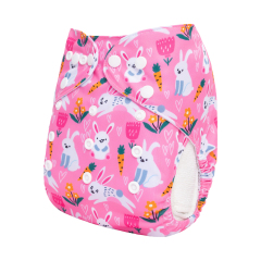 ALVABABY One Size Positioning Printed Cloth Diaper-Rabbits(YDP216A)