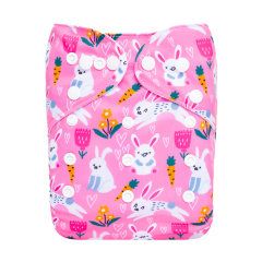 ALVABABY One Size Positioning Printed Cloth Diaper-Rabbits(YDP216A)