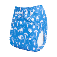 ALVABABY One Size Positioning Printed Cloth Diaper-Mushroom(YDP215A)