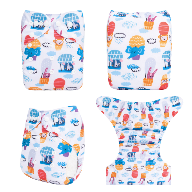 ALVABABY One Size Positioning Printed Cloth Diaper-Animals(YDP217A)