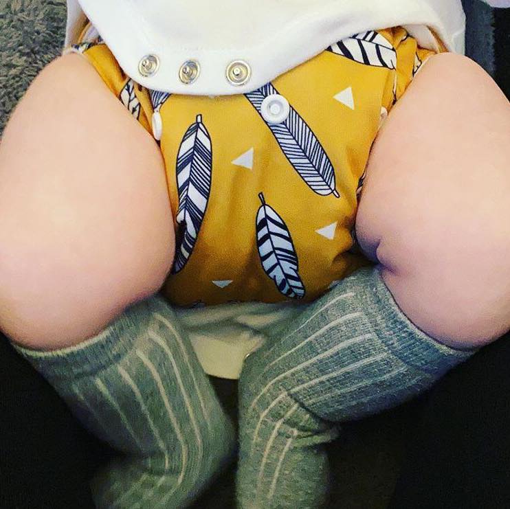 ALVABABY Print Cloth Diaper - One Size Adjustable Washable & Reusable Diaper for Babies and Toddlers (Yellow leaves, H006A)