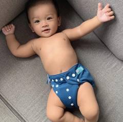 ALVABABY One Size Solid Color Pocket Cloth Diaper -Blue(B06A)