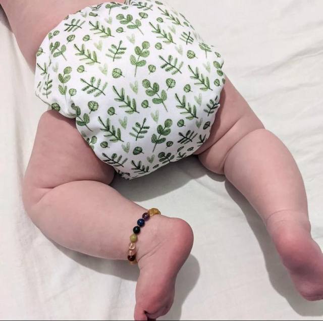 ALVABABY One Size Print Pocket Cloth Diaper -Green leaf(H187A)